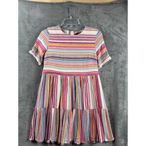 Forever 21 Womans Babydoll Dress Multicolor Striped Short Sleeve Size S